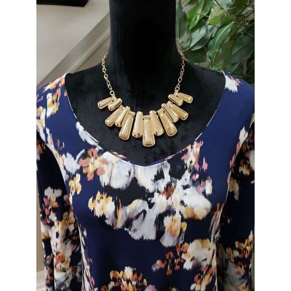 Est 1946 Women's Blue Tie Dye Long Sleeve Round Neck Pullover Shift Dress 18/20W - Picture 2 of 13